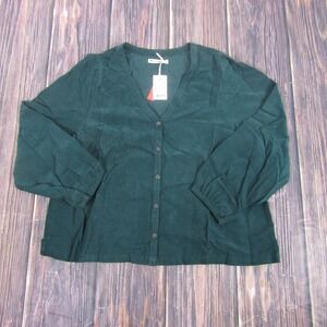 Marine Layer NEW NWT Womens XL Pine Green Corduroy Colette Top